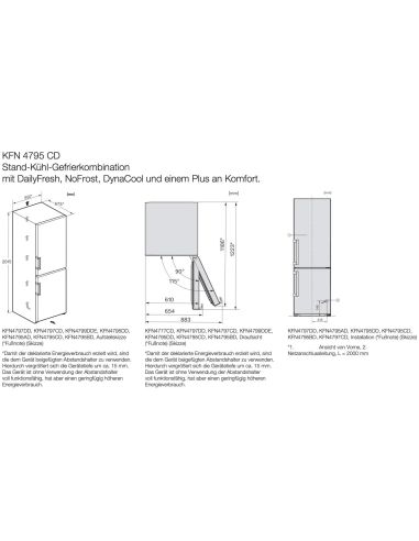 MIELE KFN4795 CD WS White Free Standing Refrigerator-Freezer (7)