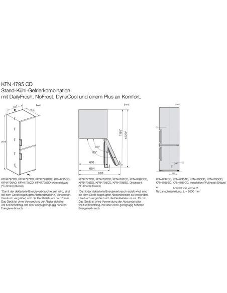 MIELE KFN4795 CD WS White Free Standing Refrigerator-Freezer (7)