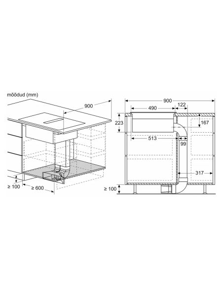 NEFF N90 80cm V68YYX4C0 Flex disain työtasoon integroitava liesitaso ja liesituuletin