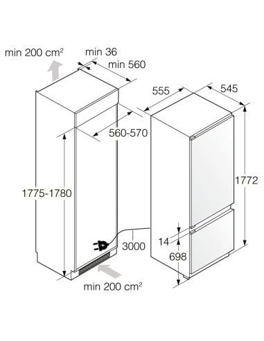 ASKO RFN31842I 170cm Интегрируемый холодильно-морозильный шкаф 743336