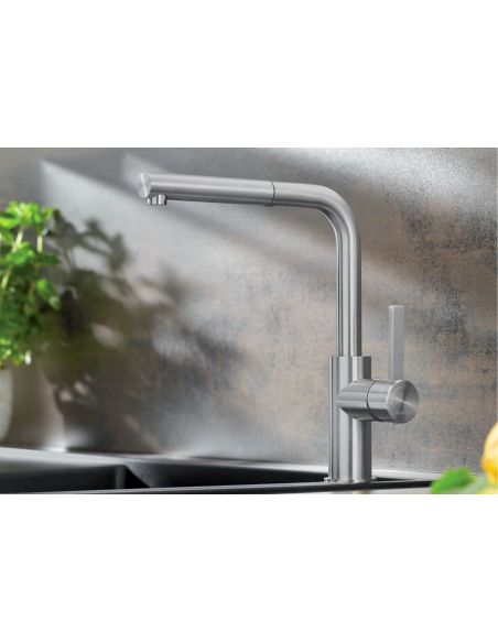 Blue Water CORSA-INOX St.Steel With swivel spout pull-out hand shower Kitchen Faucet (2)