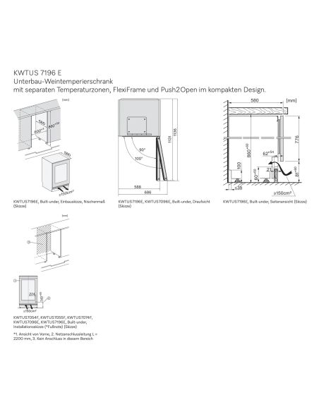 MIELE KWTUS 7196 E 86-92cm XXL Työtason alle sijoitettava viinikaappi, Push2Open (5)