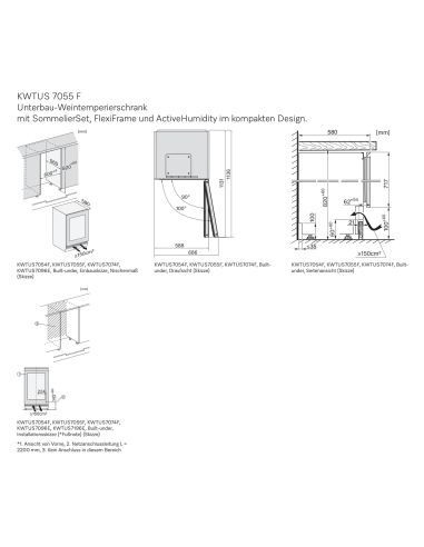MIELE KWTUS 7055 F 82-88cm Sommelier Työtason alle sijoitettava viinikaappi (5)