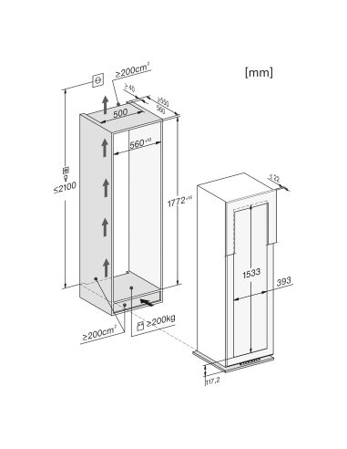 MIELE KWT 6722 iS-1 178cm Integreeritav Veinikülmik, Integreerimisviis-Uks uksele (3)