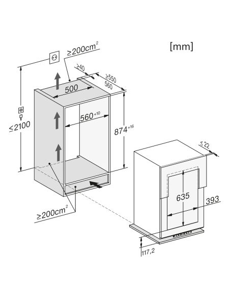 MIELE KWT 6422 i-1 88cm Keittiön paneelilla ovi-ovelle Door-in-Door Integroitu viinikaappi 12364290