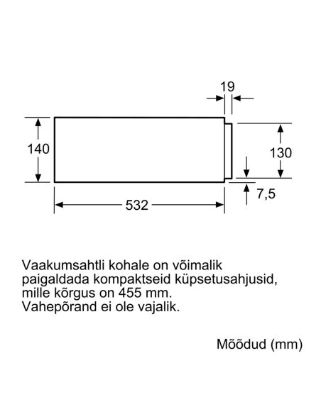 NEFF N29XA11Y1 N90, Kahvaton integroitu vakumointilaatikko 14 cm korkea, 60x14cm, Flex Design