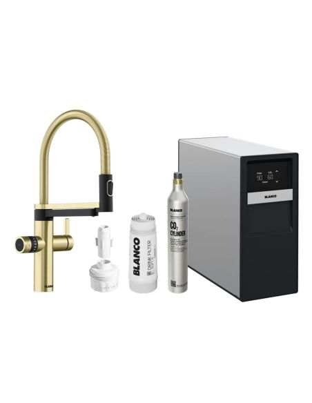 BLANCO EVOL-S PRO Soda & Filter CO2 Set Gold Matt Kухонный смеситель с душем для фильтра питьевой воды 527427