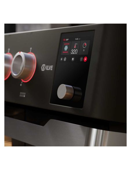 ILVE PMI09S3 PANORAMAGIC 90cm Black Matt with 6 induction hobs and  electric ovens Range Cooker