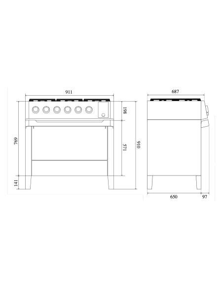 ILVE PMI127S3 PANORAMAGIC 120cm Black Matt Cooker with 7-burner induction hob and two electric ovens