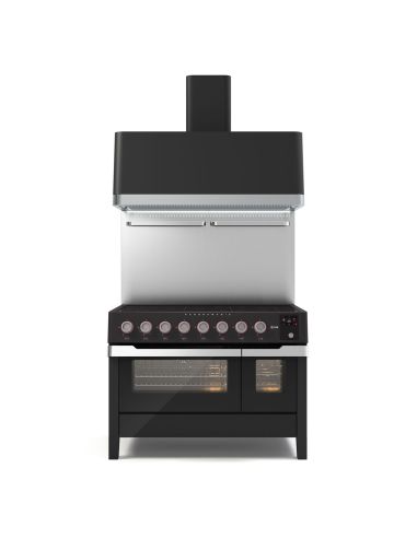 ILVE PMI127S3 PANORAMAGIC 120cm Black Matt Cooker with 7-burner induction hob and two electric ovens