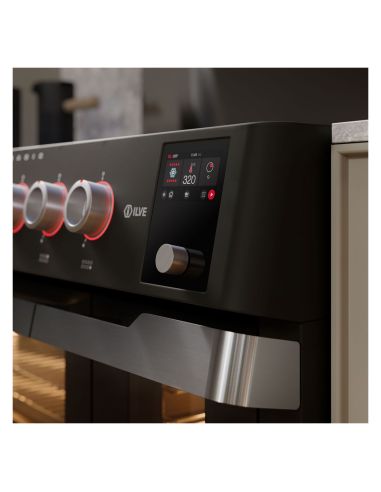 ILVE PMI127S3 PANORAMAGIC 120cm Black Matt Cooker with 7-burner induction hob and two electric ovens