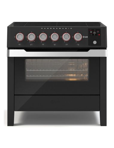 ILVE PMI09S3 PANORAMAGIC 90cm Black Matt Cooker with electric ovens