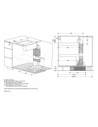 GAGGENAU VL414115 400 Серии Встраиваемая в столешницу вытяжка