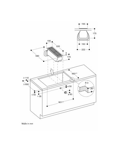 GAGGENAU VL414115 400 Серии Встраиваемая в столешницу вытяжка