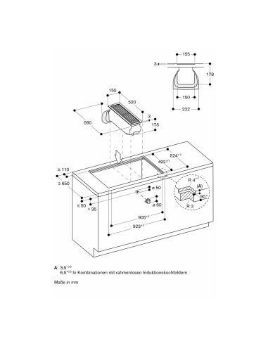 GAGGENAU VL414115 400 Серии Встраиваемая в столешницу вытяжка