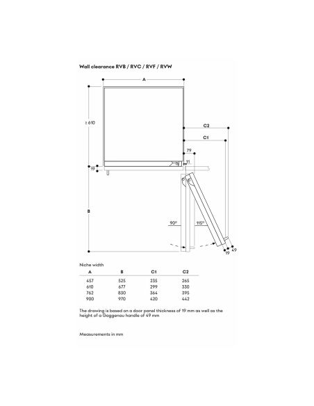 GAGGENAU RVC477190 Expressive Серии 76,2cm Черный Vario Встраиваемый Холодильник С зоной сохранения свежести близкой к 0 °C