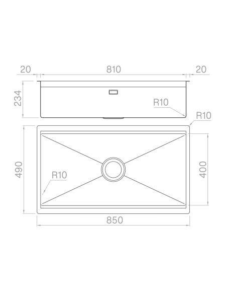 ARTINOX PLANUM XT 81 WORKSTATION Kaksitasoinen Alta kiinnitettävä RST keittiöallas (6)