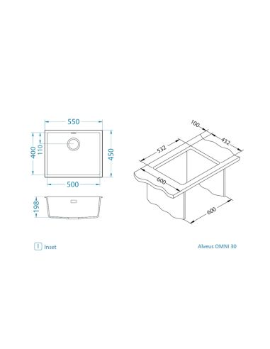 ALVEUS OMNI 30 (55x45) Fragranit Kitchen sink