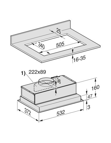 MIELE DA 2558 EXTA 60cm Ilman moottoria Integroitava kaappiiin liesituuletin