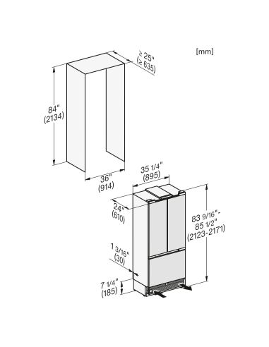 MIELE KFMC 3844 FD 90cm MasterCool French Door Musta Side-by-Side Sisäänrakennettu jääkaappi-pakastin