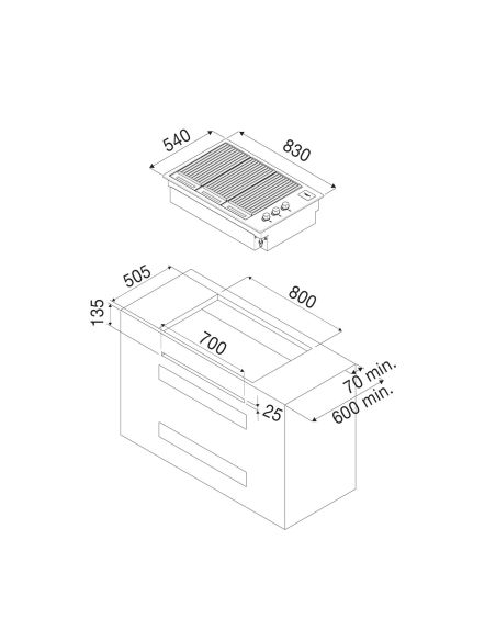FULGOR MILANO Built-in Gas Barbecue 80 cm