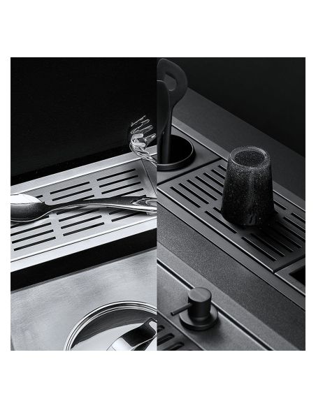 BARAZZA 1CI187N 180cm Black Matt Bowl for Accessorised Channel