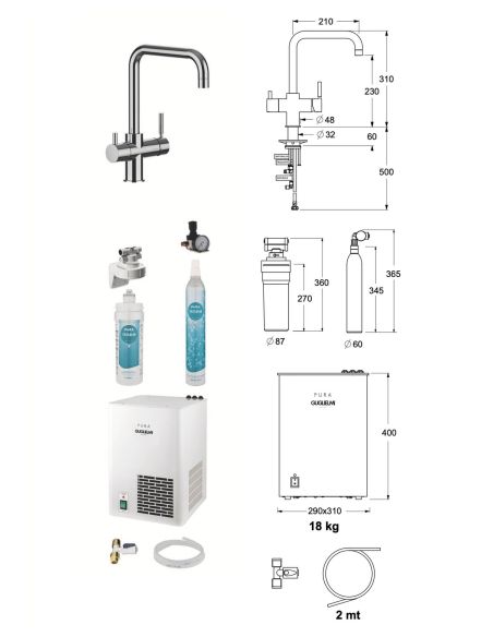 GUGLIELMI PURA Still+Sparkling Kухонный смеситель для фильтрованной+газированной воды