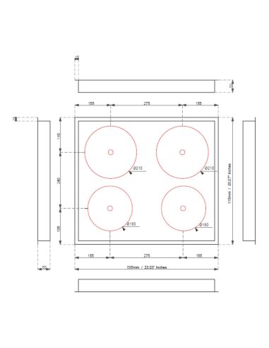 INVISACOOK 4-liekkinen integroitava näkymätön induktiokeittotaso (2)