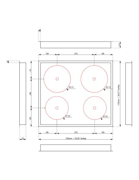 INVISACOOK 4-liekkinen integroitava näkymätön induktiokeittotaso (2)