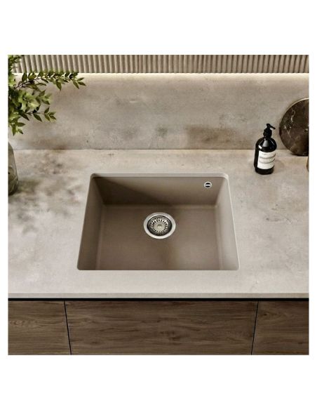 ELLECI QUADRA 100 U 34x40cm Sottotop Alta kiinnitettävä Kivikomposiitista Keittiöallas