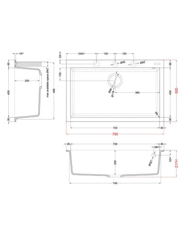 ELLECI QUADRA 130 80cm мойка