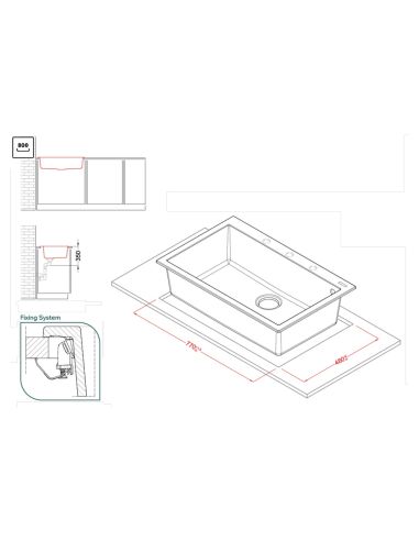 ELLECI QUADRA 130 80cm мойка