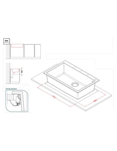 ELLECI QUADRA 130 80cm мойка