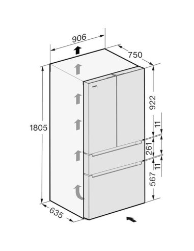 MIELE KFFD 6867 FrenchDoor külmik-sügavkülmik Obsidian Black