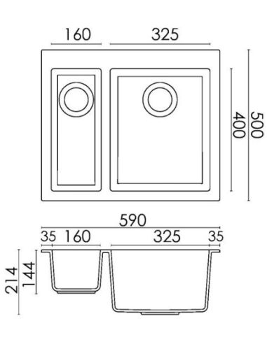 ELLECI QUADRA 150 Гранитная Кухонная мойка (2)