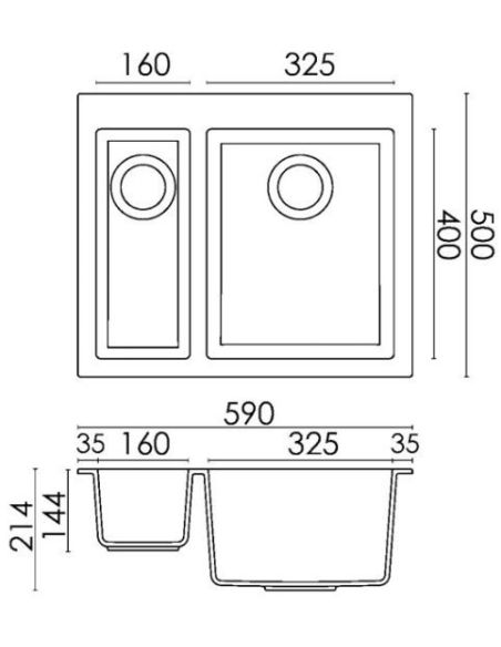 ELLECI QUADRA 150 Гранитная Кухонная мойка (2)