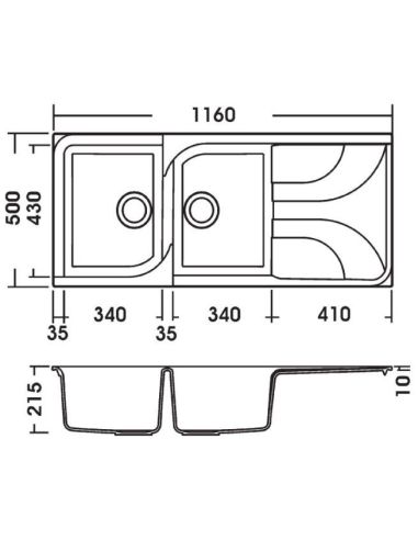 ELLECI EGO 500 Built-in with two bowl Composite Kitchen sink (2)