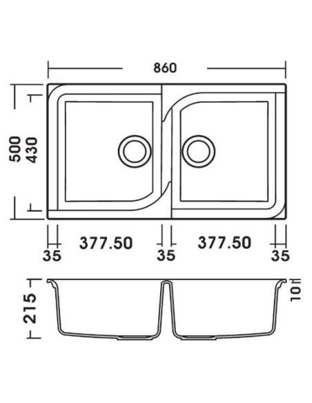 ELLECI EGO 450 Built-in with two bowl Composite Kitchen sink (2)
