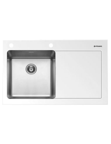 PYRAMIS CRYSTALON (86x53) 1B 1D White LH Lasikeraaminen pesuallas (4)