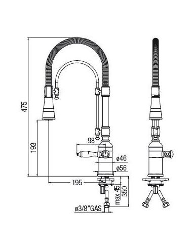 NOBILI CHARLIE CH75300BR Бронзовый с душевой головкой Кухонный смеситель (2)