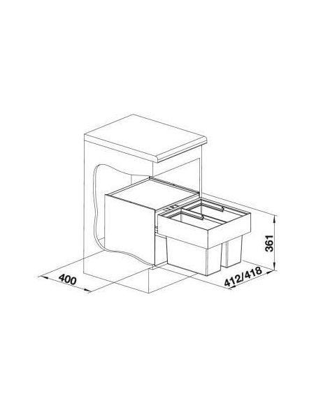 BLANCO SELECT II 45/2 Sorter, Waste separation system with system cover, for 45cm undercounter unit (3)
