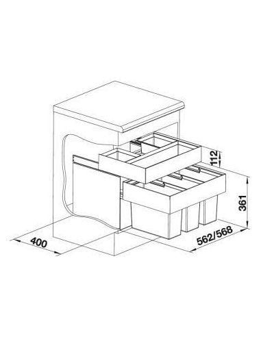 BLANCO SELECT II 60/3 Orga 526209 Waste separation system with system cover, for 60cm undercounter unit (2)