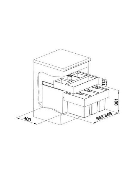 BLANCO SELECT 60/3 Orga 60cm 526209 Jätteenerottelujärjestelmä järjestelmäkannen kanssa, tiskin alla Jätemekanismit (2)