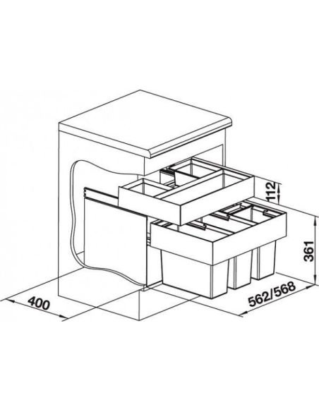 BLANCO SELECT II 60/4 Orga 526211 Waste separation system with system cover, for 60cm undercounter unit (2)