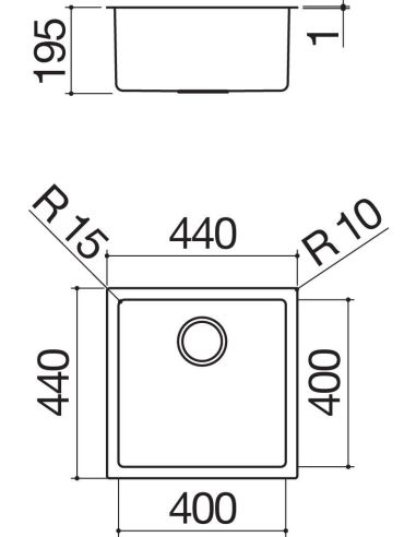 BARAZZA 40X40 SQUARE BOWL R.15 Кухонная мойка (6)