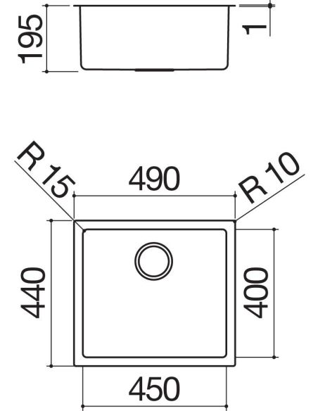 BARAZZA 45X40 SQUARE BOWL R.15