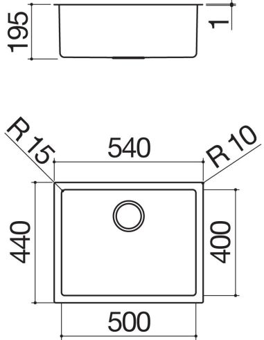 BARAZZA 50X40 SQUARE BOWL R.15