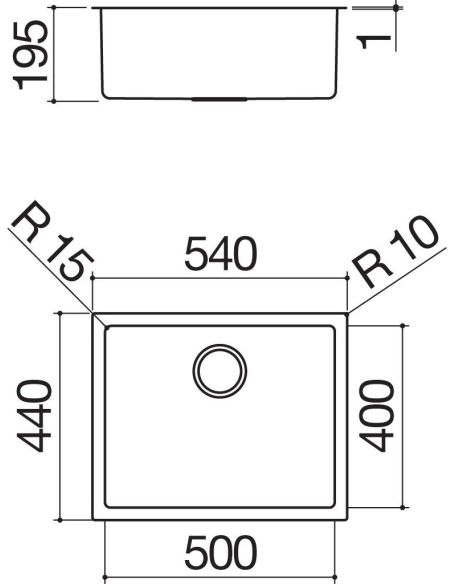 BARAZZA 50X40 SQUARE BOWL R.15