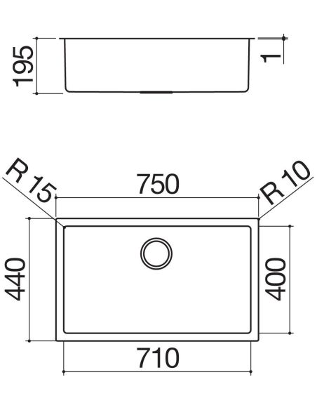BARAZZA 71x40 SQUARE BOWL R.15 RST KeittiöAllas (5)