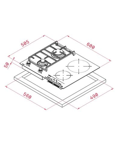 TEKA JZC 64322 ABN 2gas+2ind. Combi cryatal Induktio ja kaasuliedet (2)